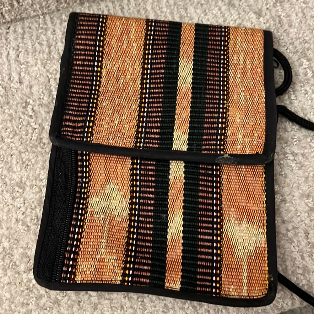 Crossbody bag. Colorful muted orange pattern